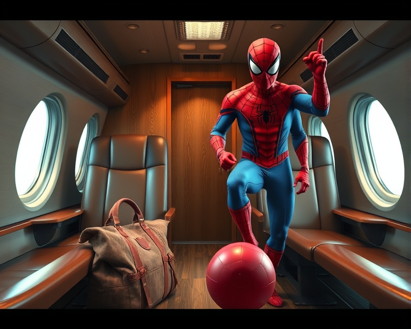 cabin, bag, bowling ball, spiderman